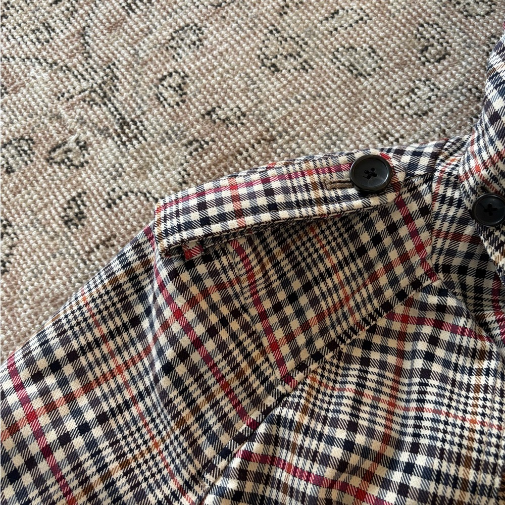 ZARA trench coat jacket plaid checkered hood S small Burberry style - Picture 10 of 11